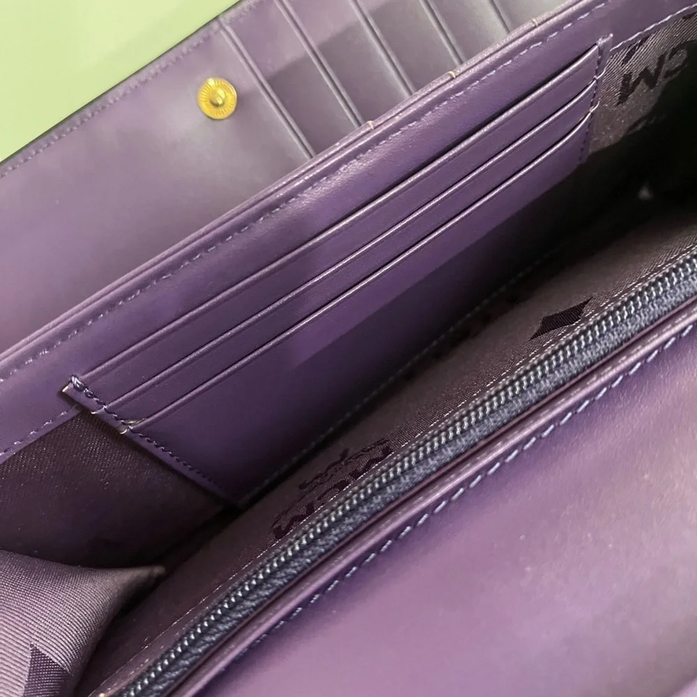 MCM BLACK/PURPLE LONG SAFFIANO TRIFOLD WALLET